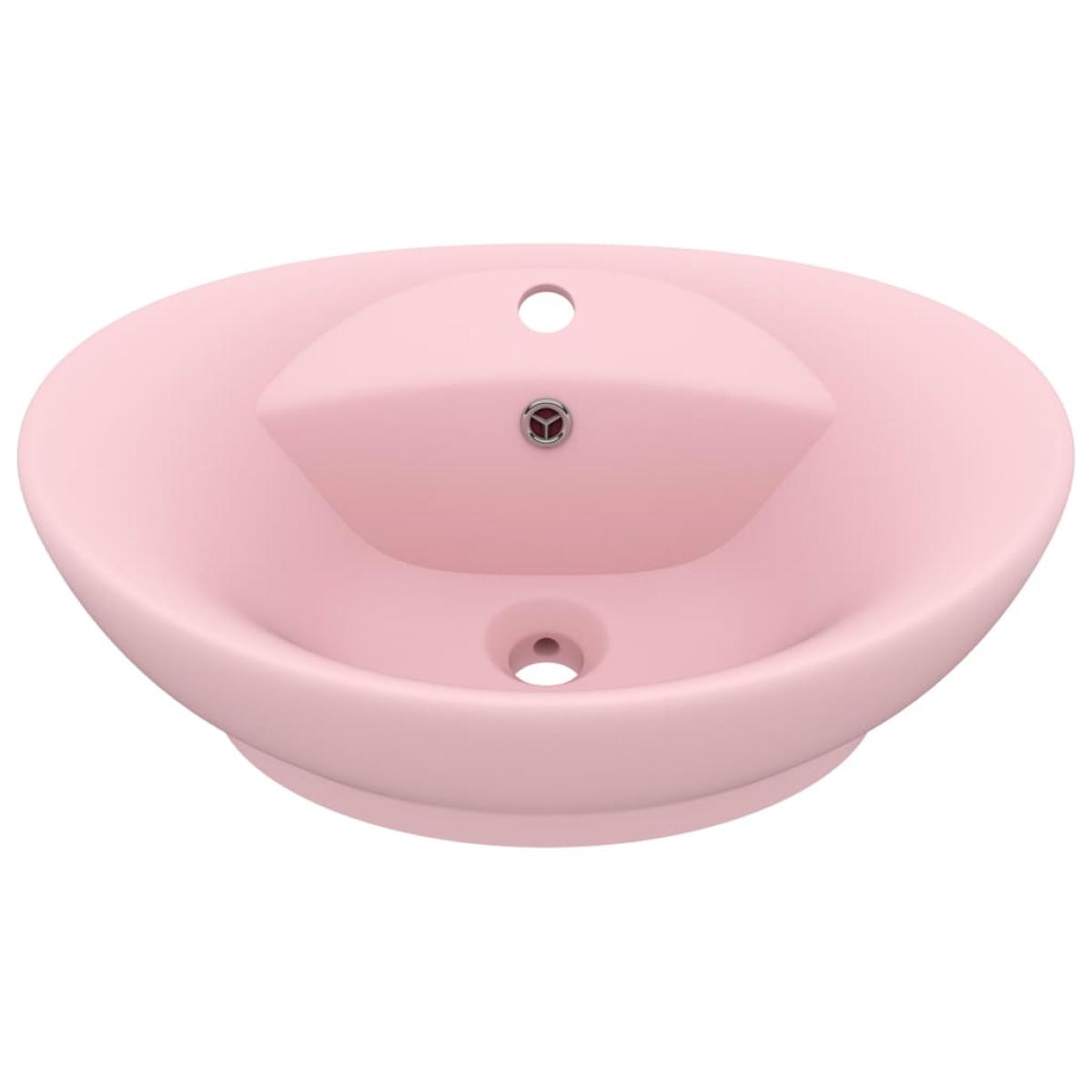 Lavabo lujoso con rebosadero cerámica rosa mate 58,5x39 cm