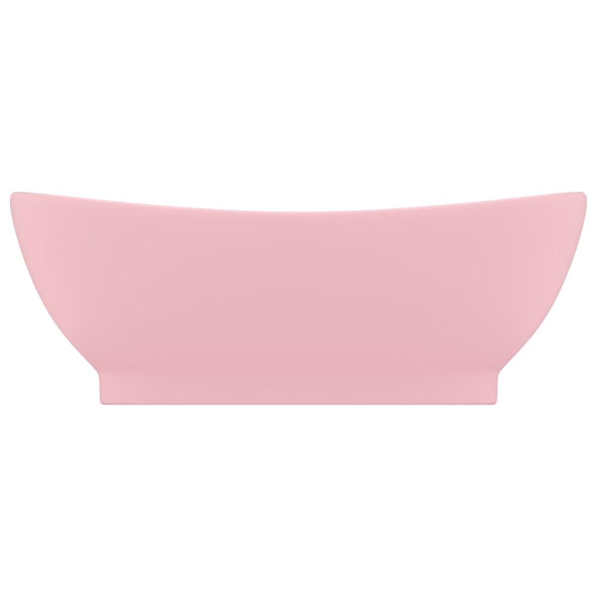 Lavabo lujoso con rebosadero cerámica rosa mate 58,5x39 cm