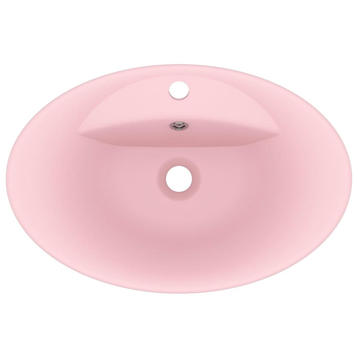 Lavabo lujoso con rebosadero cerámica rosa mate 58,5x39 cm