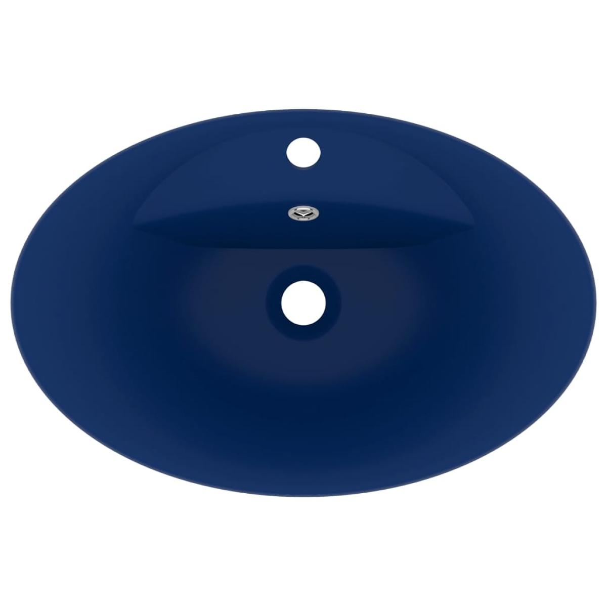 Lavabo lujoso con rebosadero cerámica azul oscuro 58,5x39cm