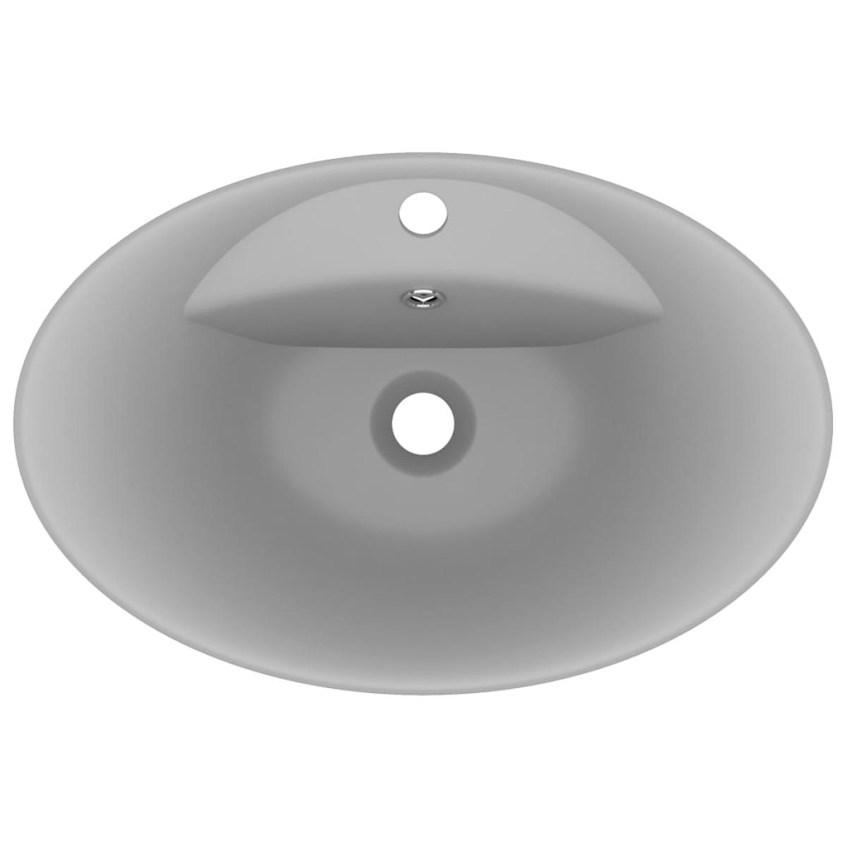 Lavabo lujoso ovalado con rebosadero cerámica gris claro mate