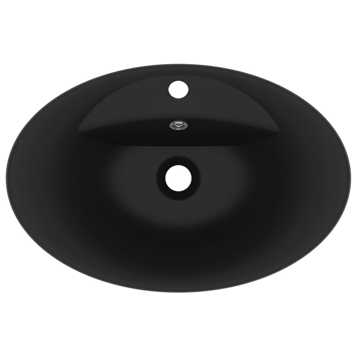 Lavabo lujoso con rebosadero cerámica negro mate 58,5x39 cm