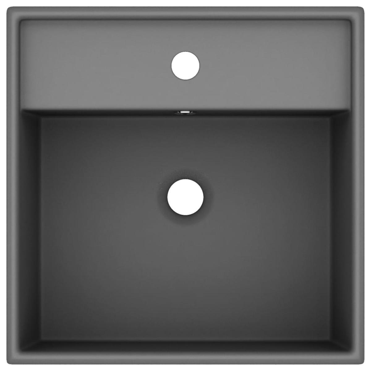 Lavabo lujoso cuadrado rebosadero cerámica gris oscuro 41x41 cm