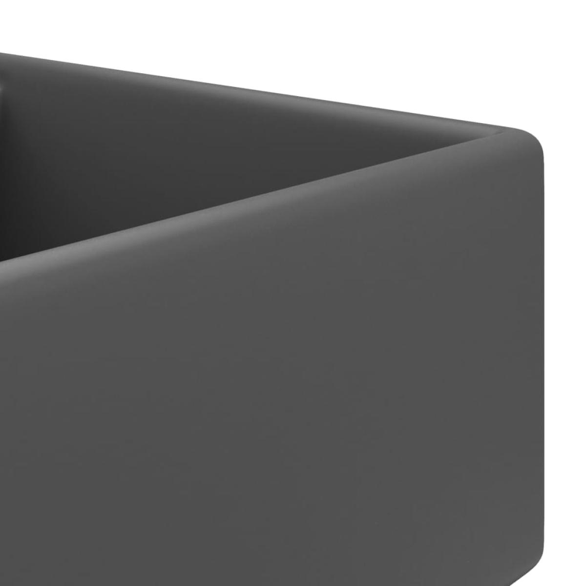 Lavabo lujoso cuadrado rebosadero cerámica gris oscuro 41x41 cm