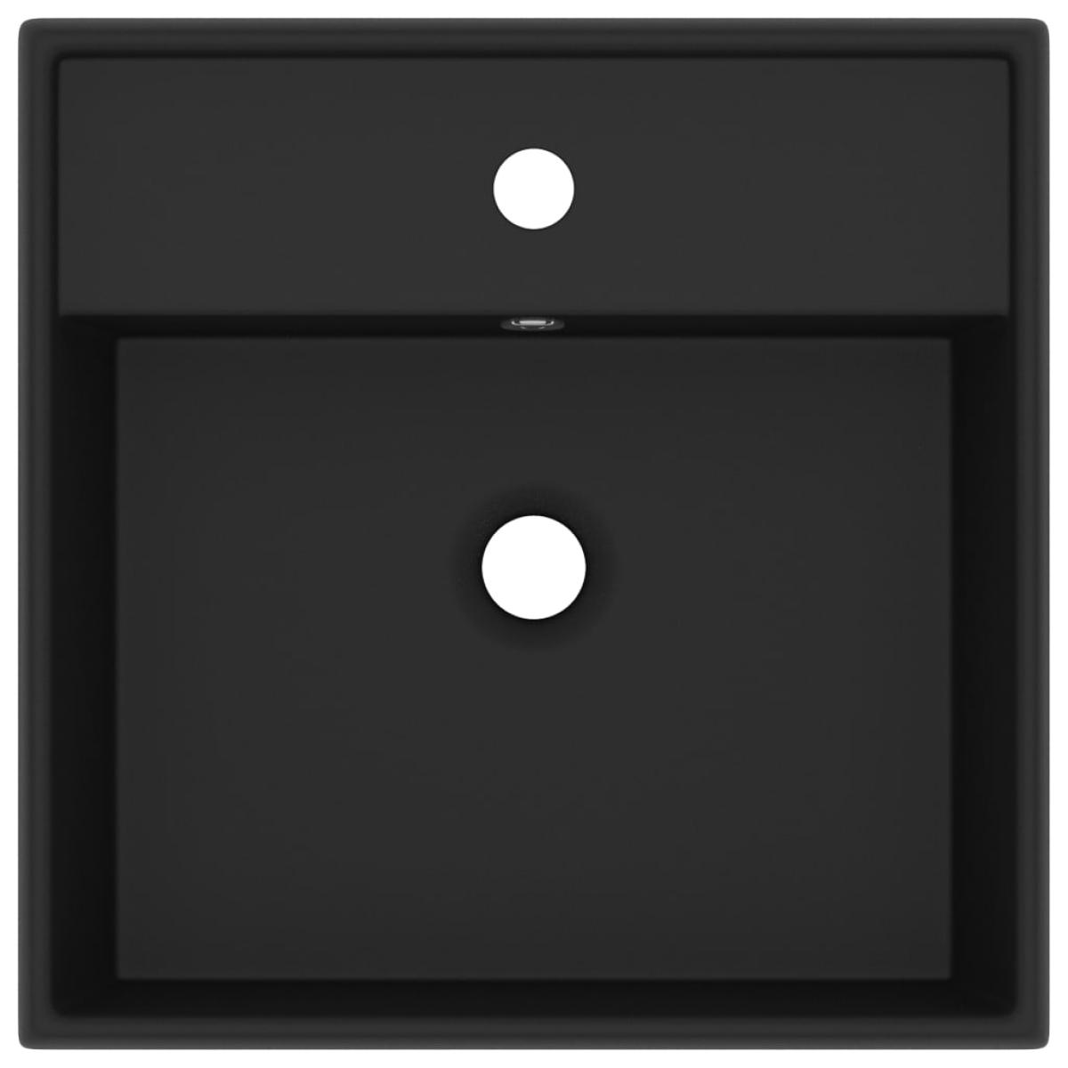 Lavabo lujoso cuadrado rebosadero cerámica negro mate 41x41 cm