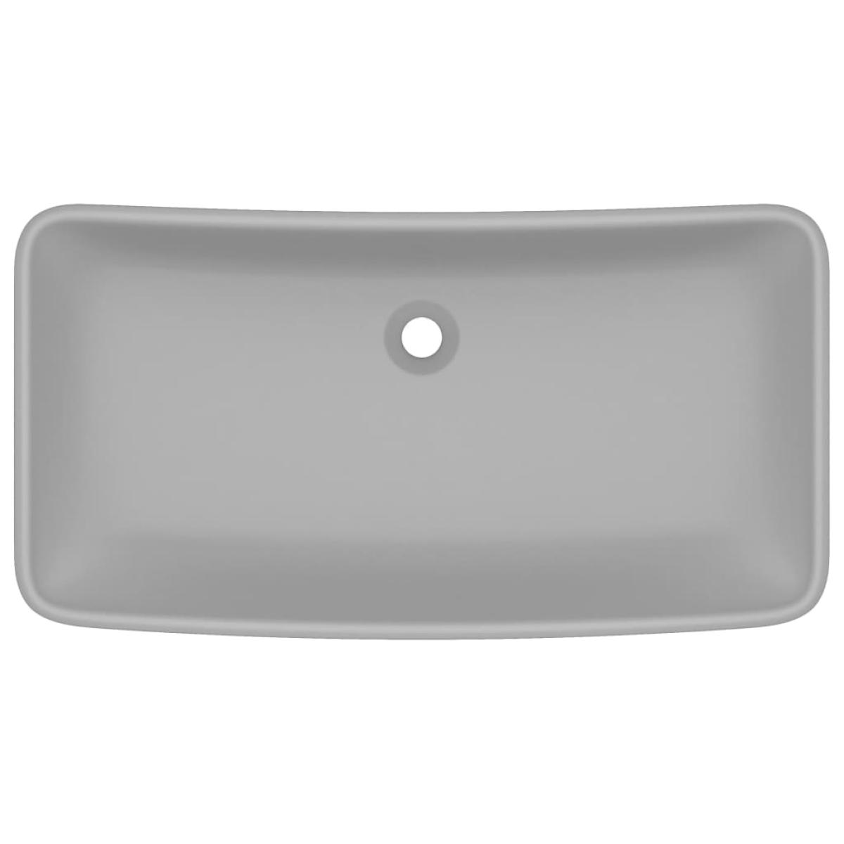 Lavabo de lujo de cerámica rectangular gris claro mate 71x38 cm