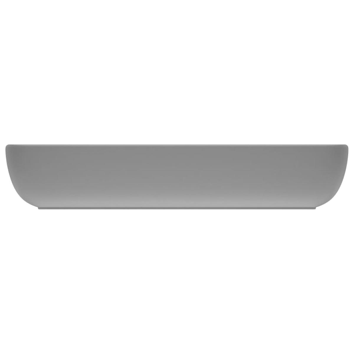Lavabo de lujo de cerámica rectangular gris claro mate 71x38 cm