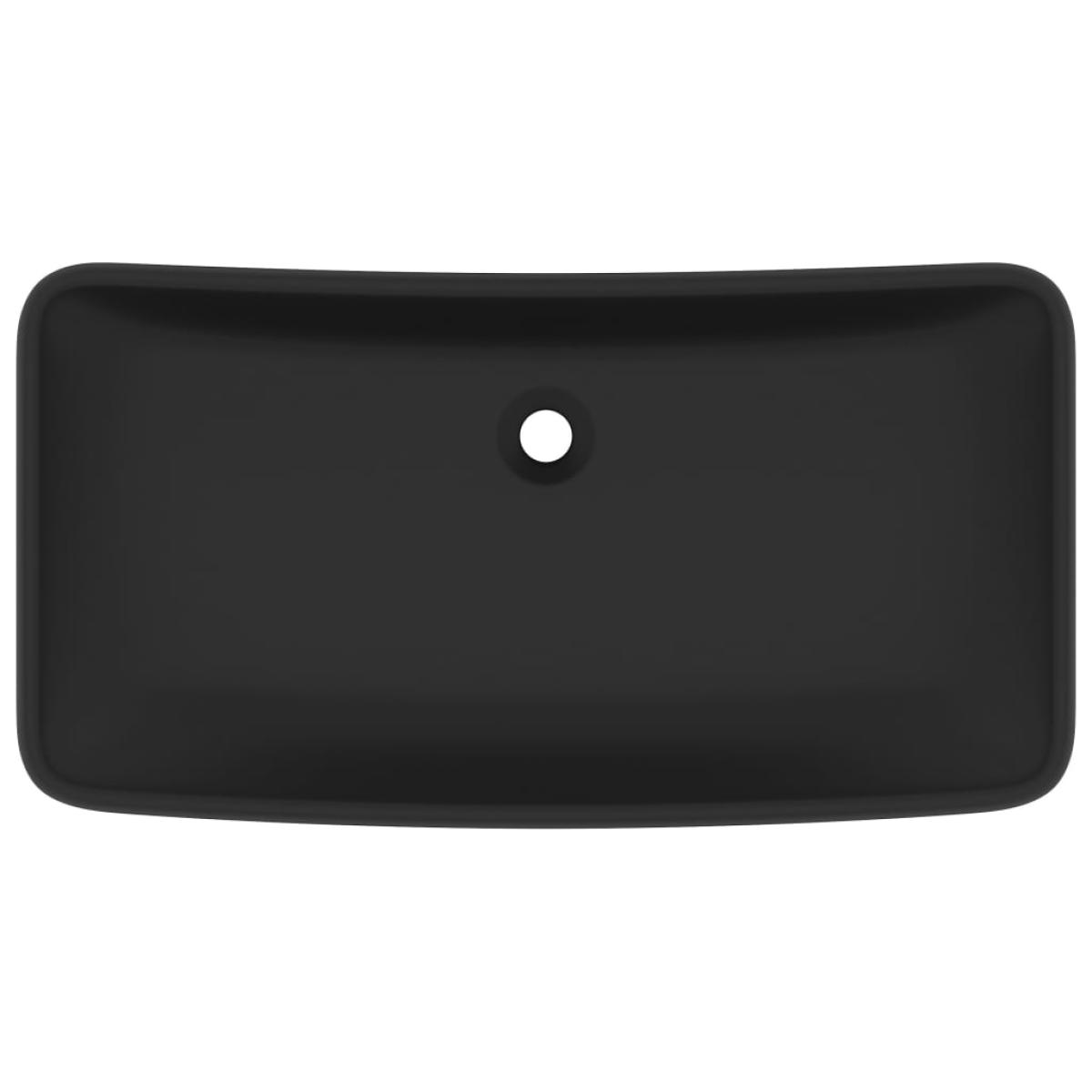 Lavabo de lujo de cerámica rectangular negro mate 71x38 cm