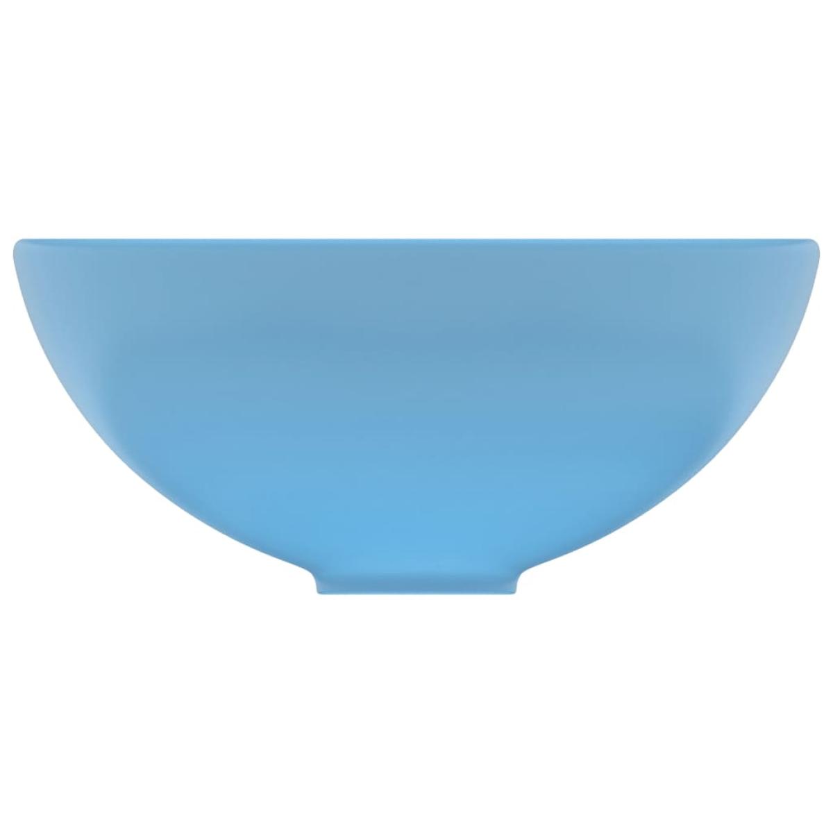 Lavabo de lujo redondo cerámica azul claro mate 32,5x14 cm