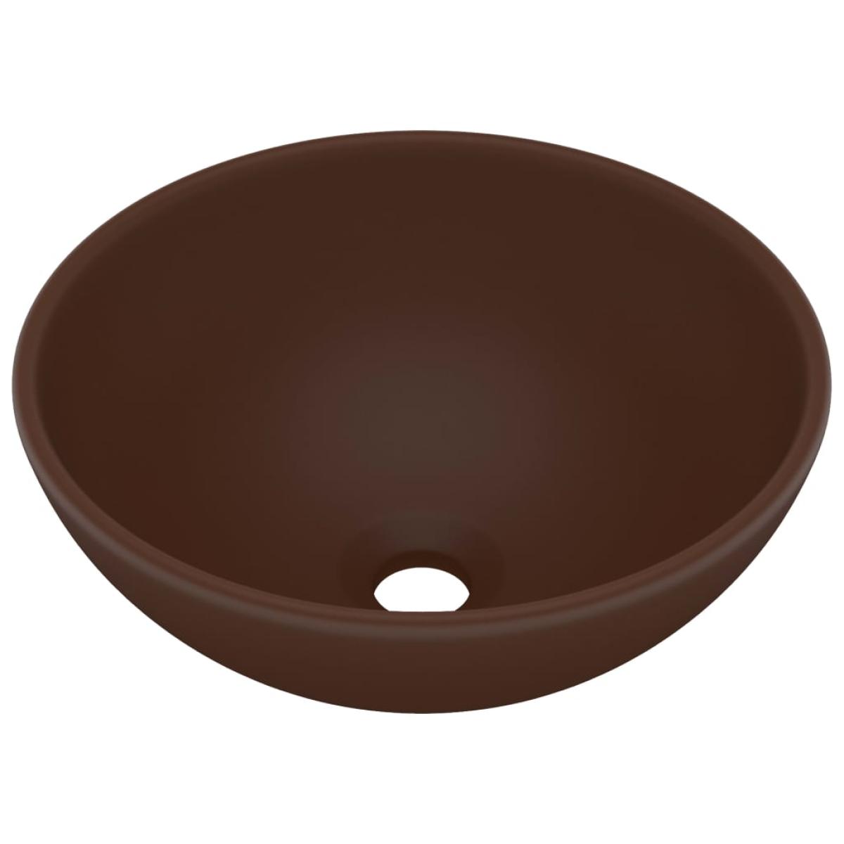 Lavabo de lujo redondo cerámica marrón oscuro mate 32,5x14 cm