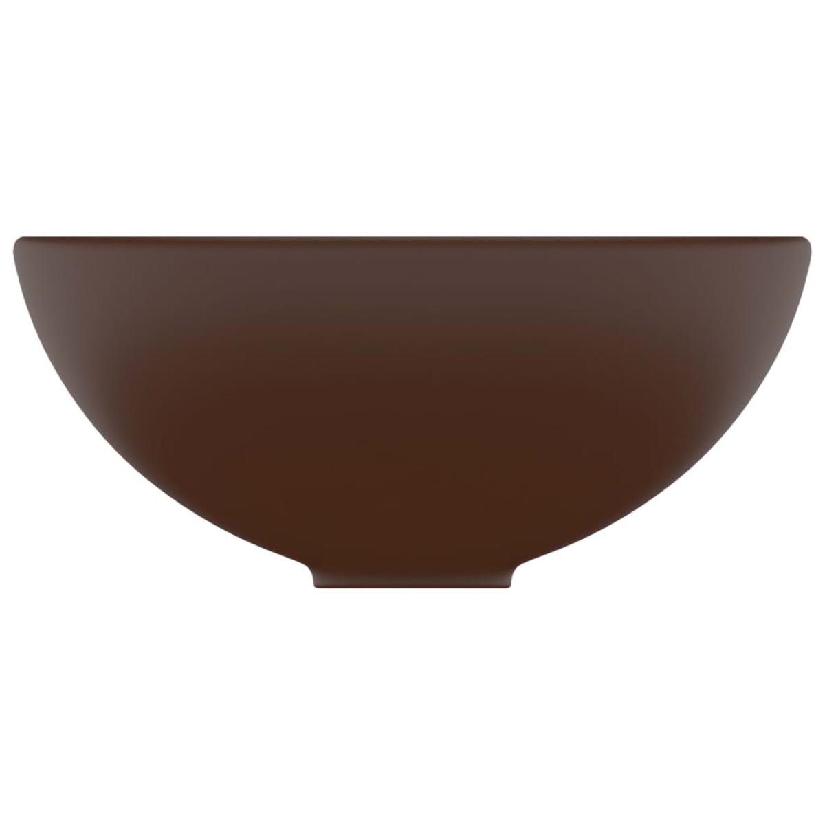 Lavabo de lujo redondo cerámica marrón oscuro mate 32,5x14 cm