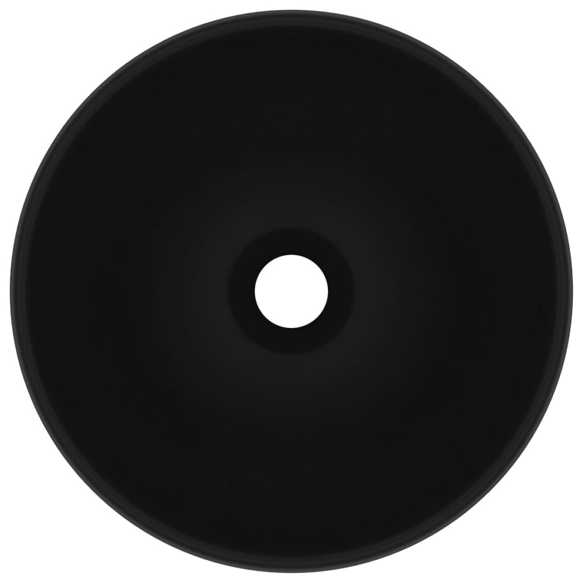 Lavabo de lujo redondo cerámica negro mate 32,5x14 cm
