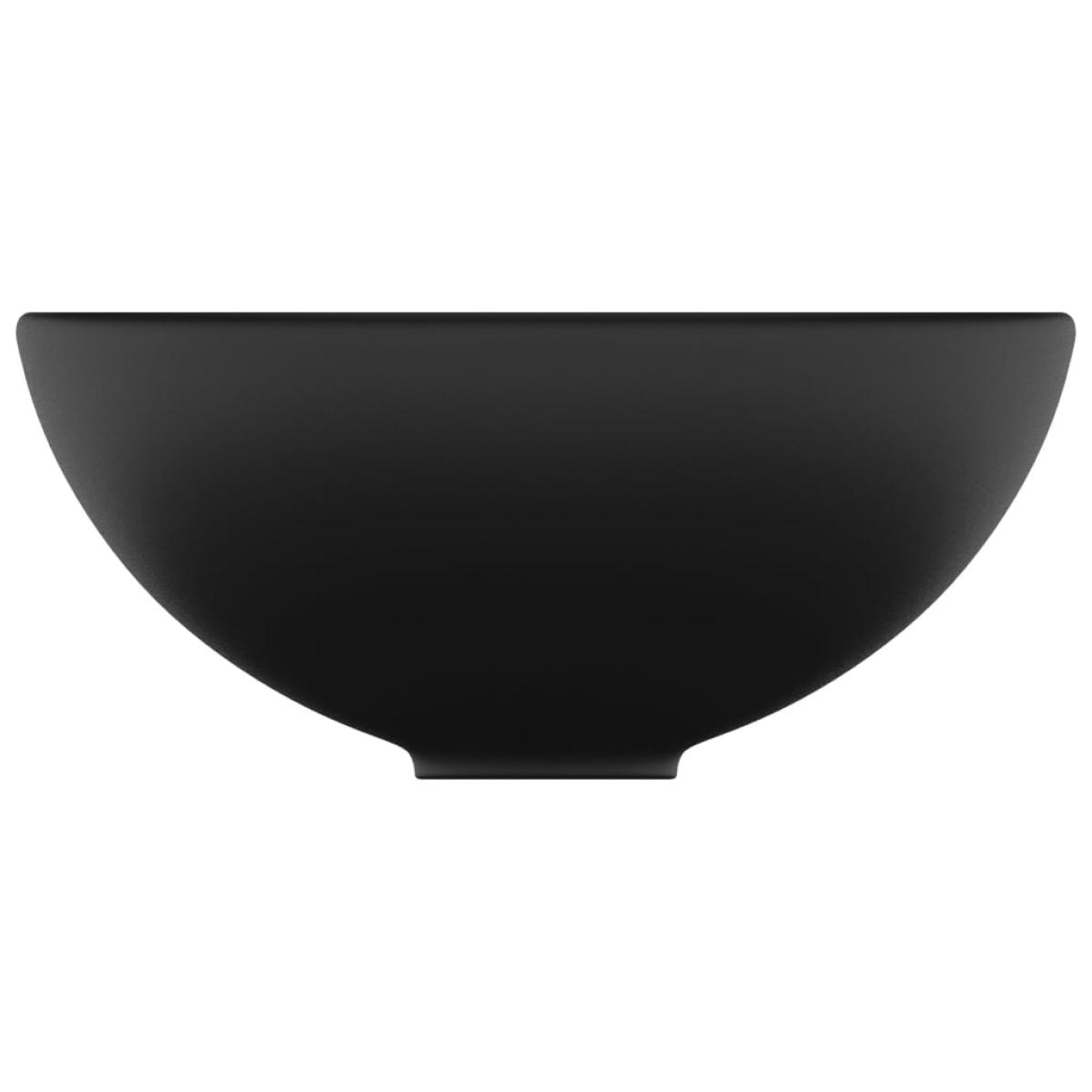 Lavabo de lujo redondo cerámica negro mate 32,5x14 cm