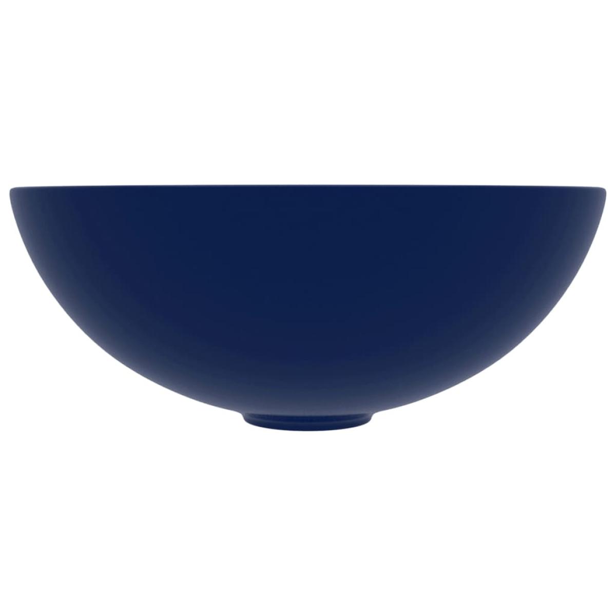Lavabo de cuarto de baño redondo de cerámica azul oscuro