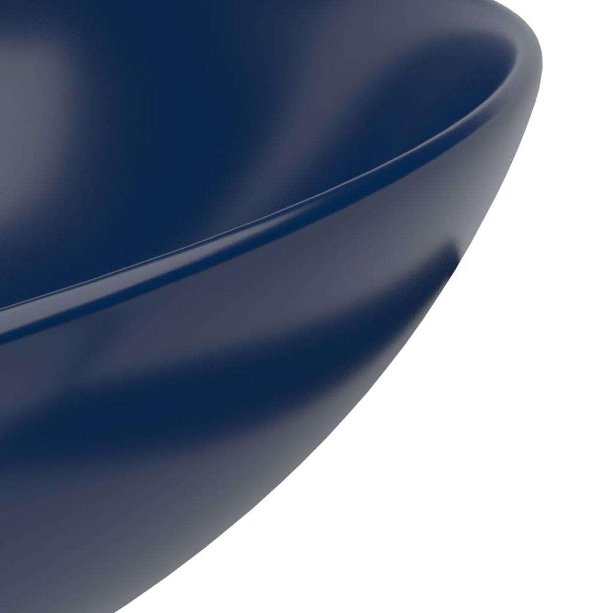 Lavabo de cuarto de baño redondo de cerámica azul oscuro