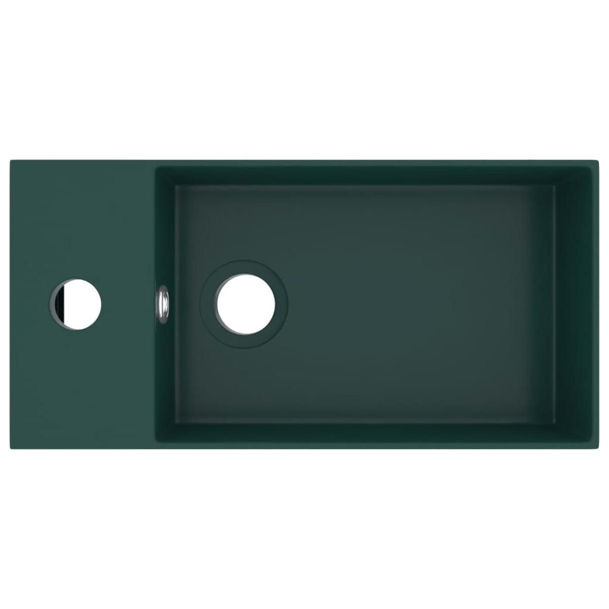 Lavabo con rebosadero cerámica verde oscuro