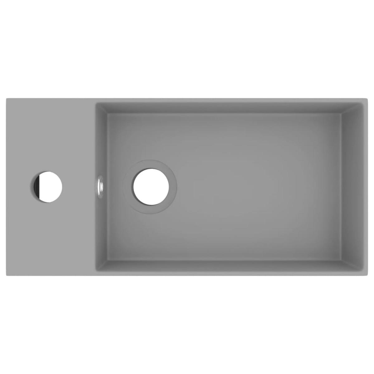 Lavabo con rebosadero cerámica gris claro