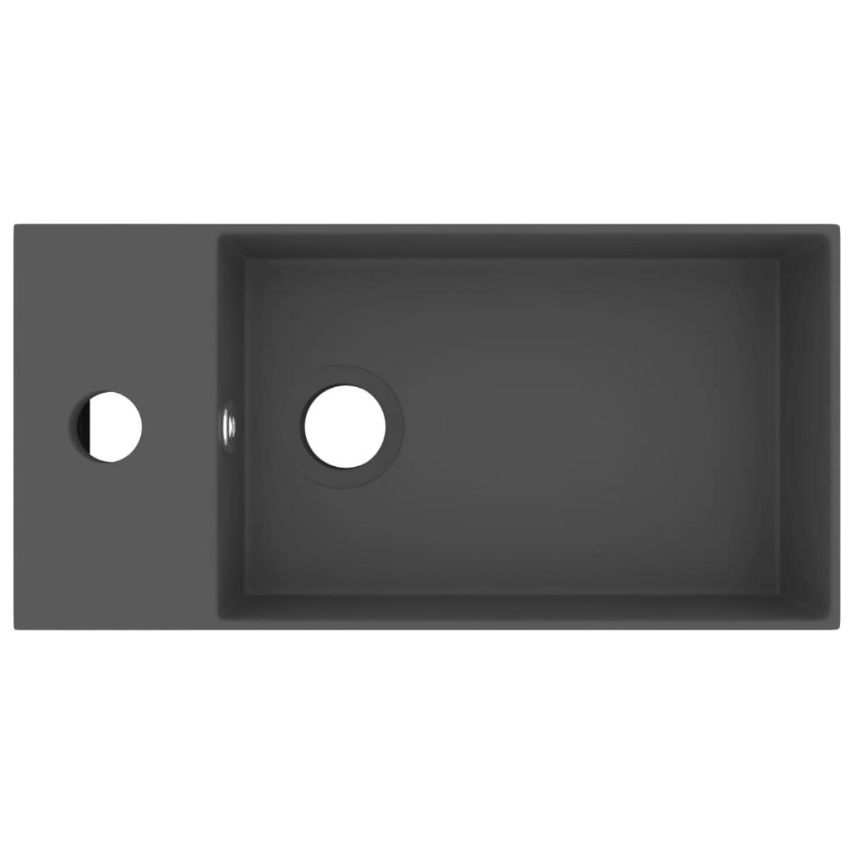 Lavabo con rebosadero cerámica gris oscuro