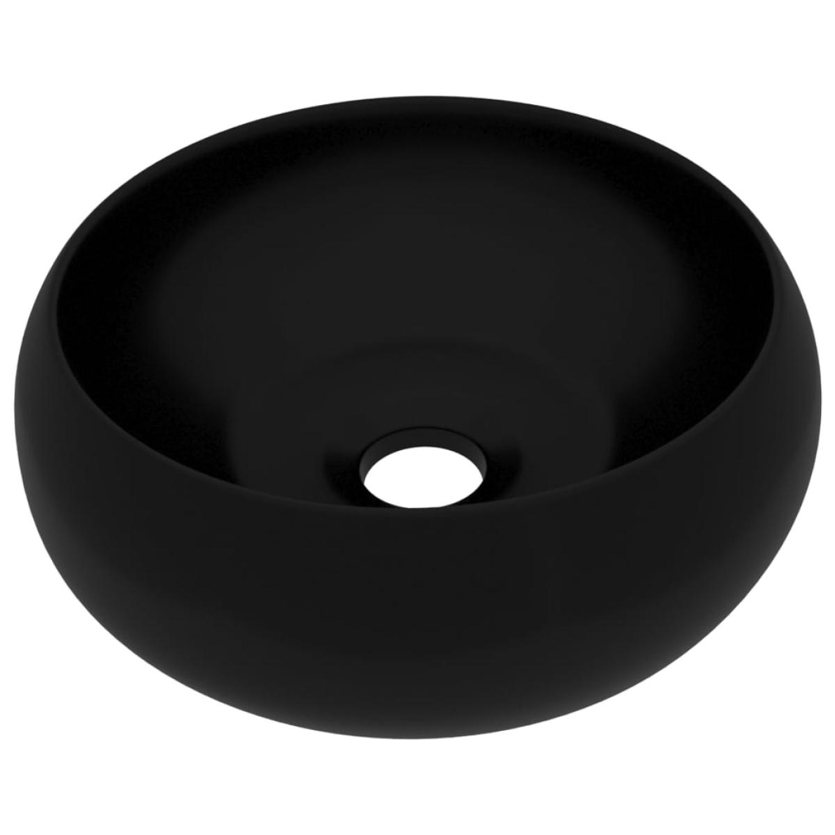 Lavabo de lujo redondo cerámica negro mate 40x15 cm