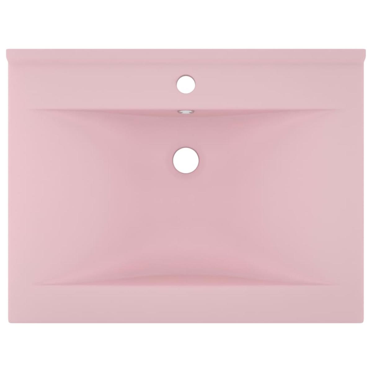 Lavabo de lujo con grifo cerámica 60x46 cm rosa mate