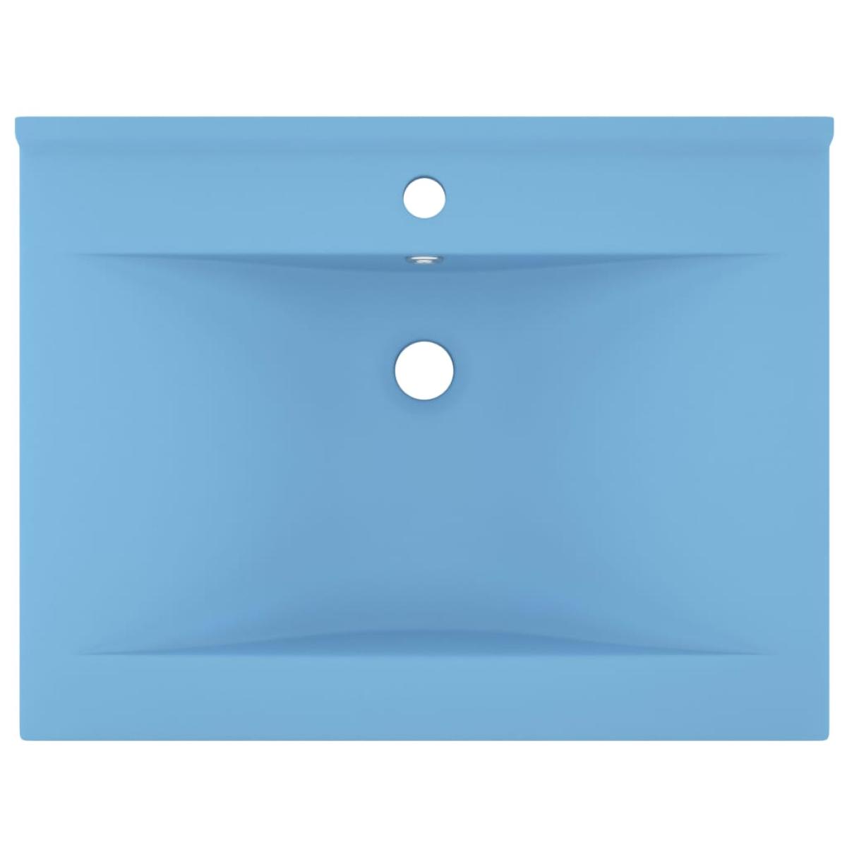 Lavabo de lujo con grifo cerámica 60x46 cm azul claro