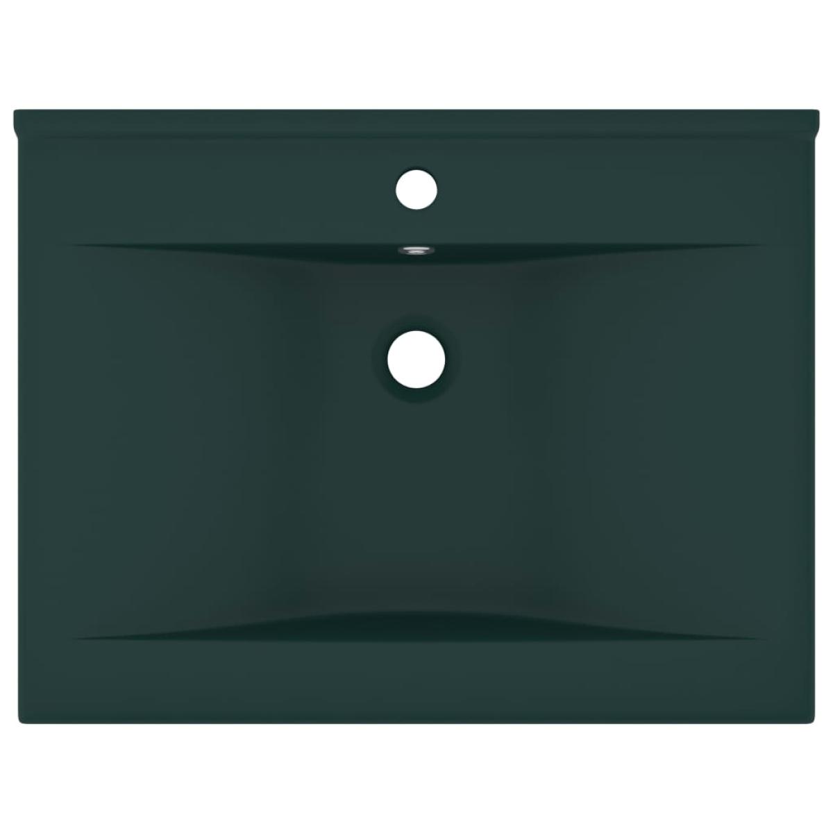 Lavabo de lujo con grifo cerámica verde oscuro 60x46 cm
