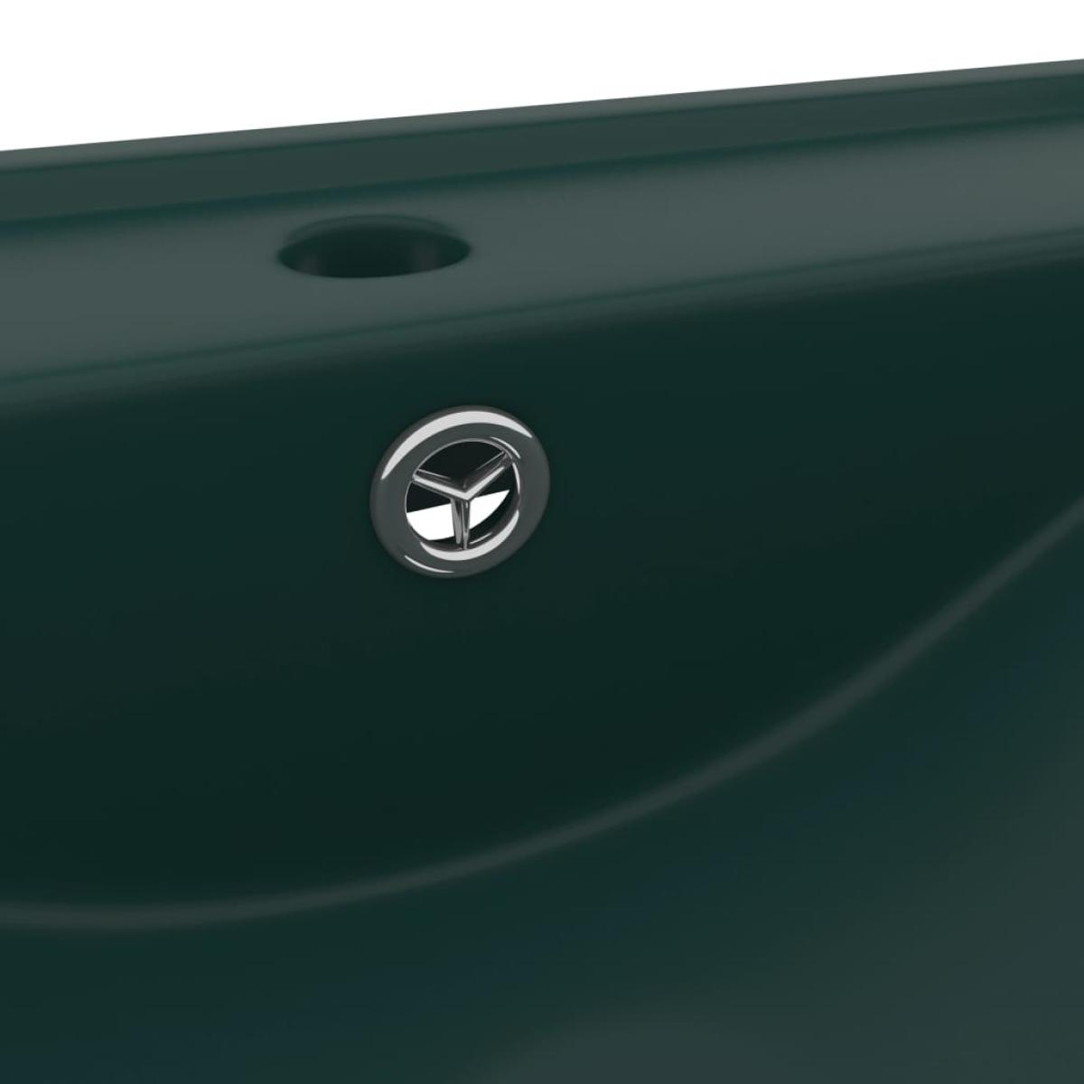 Lavabo de lujo con grifo cerámica verde oscuro 60x46 cm
