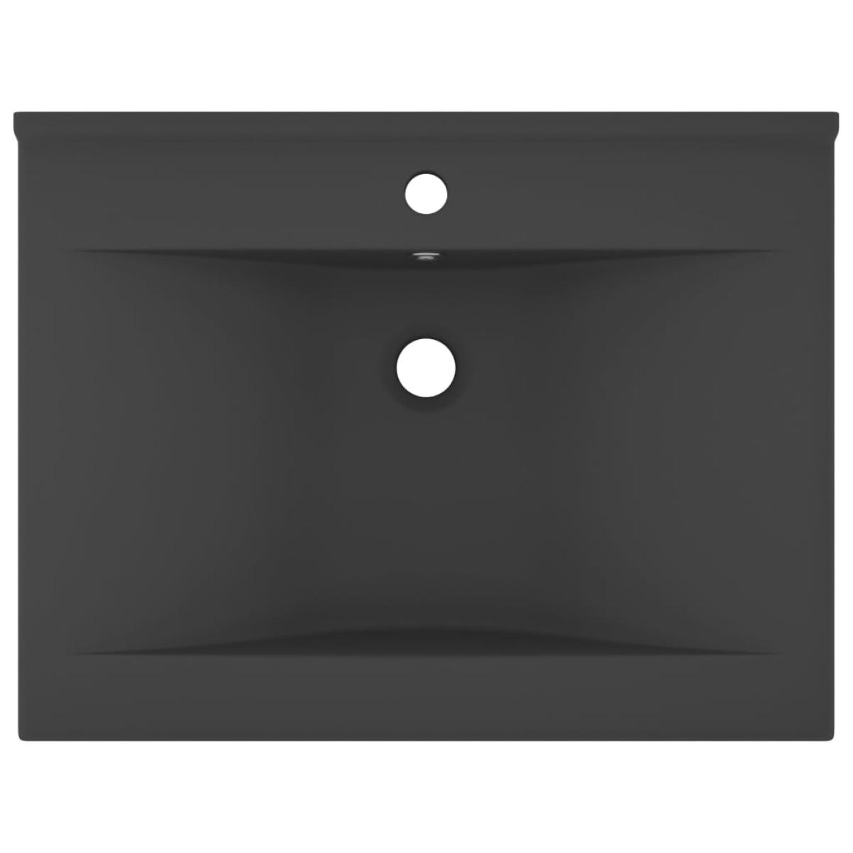 Lavabo de lujo con grifo cerámica gris oscuro 60x46 cm