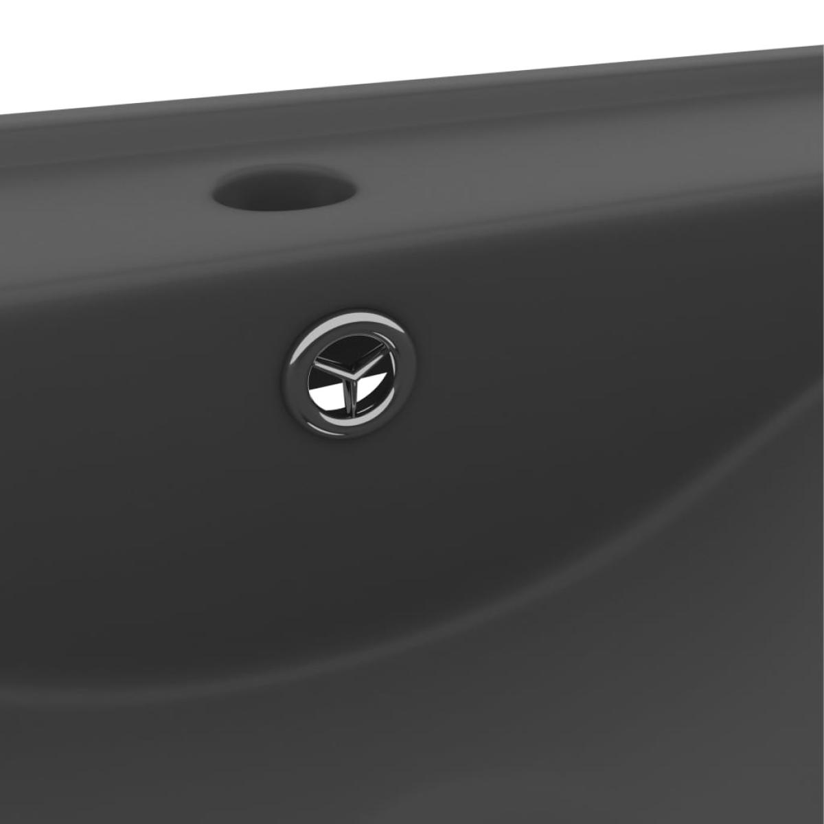 Lavabo de lujo con grifo cerámica gris oscuro 60x46 cm