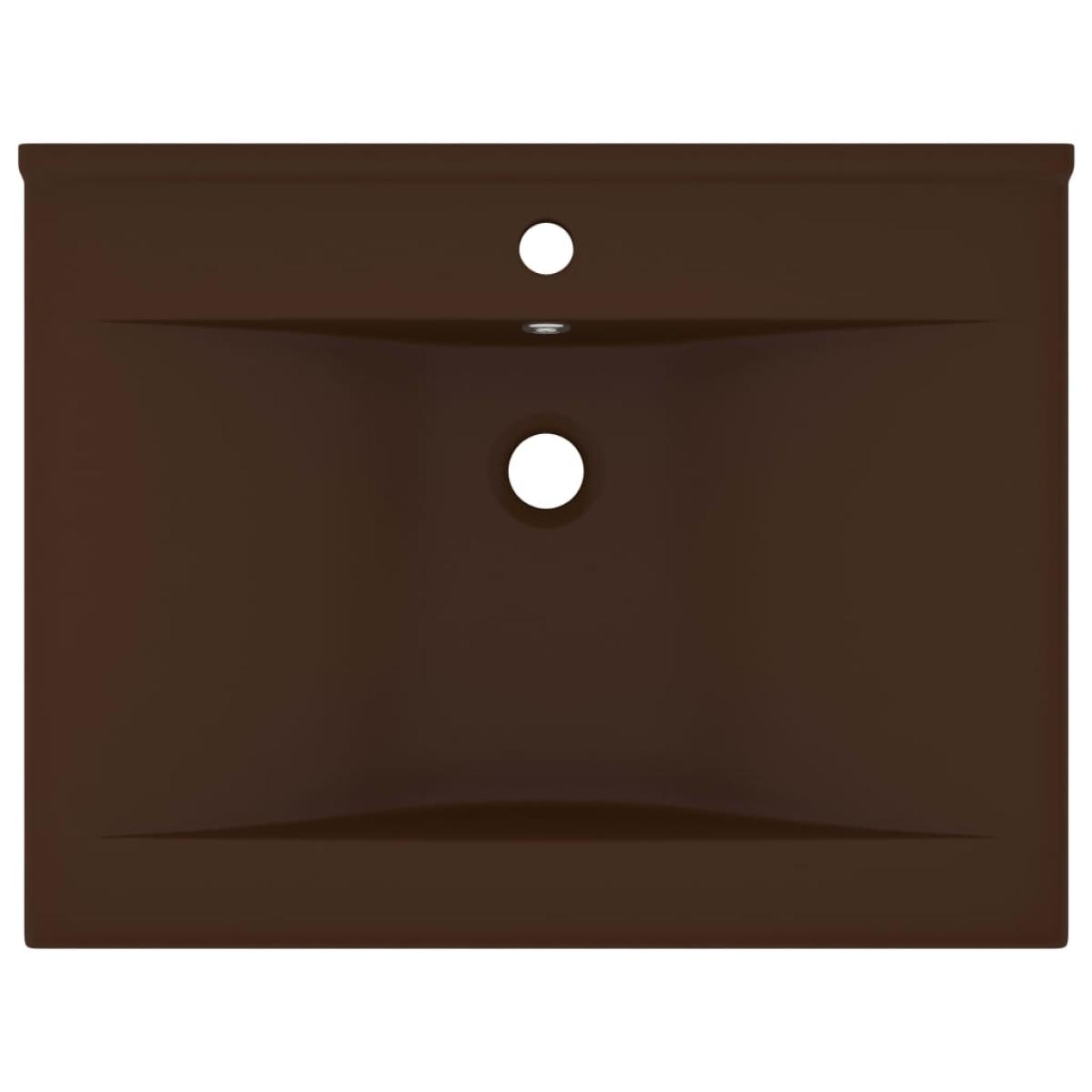 Lavabo de lujo agujero de grifo cerámica marrón oscuro 60x46 cm