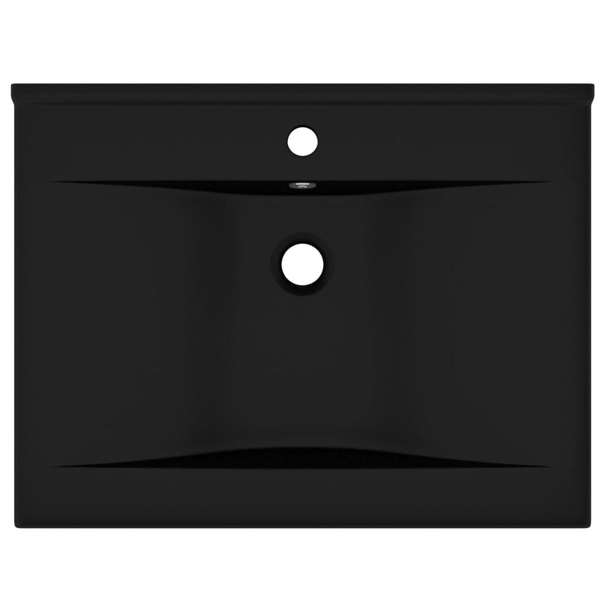 Lavabo lujoso con agujero de grifo cerámica negro mate 60x46 cm