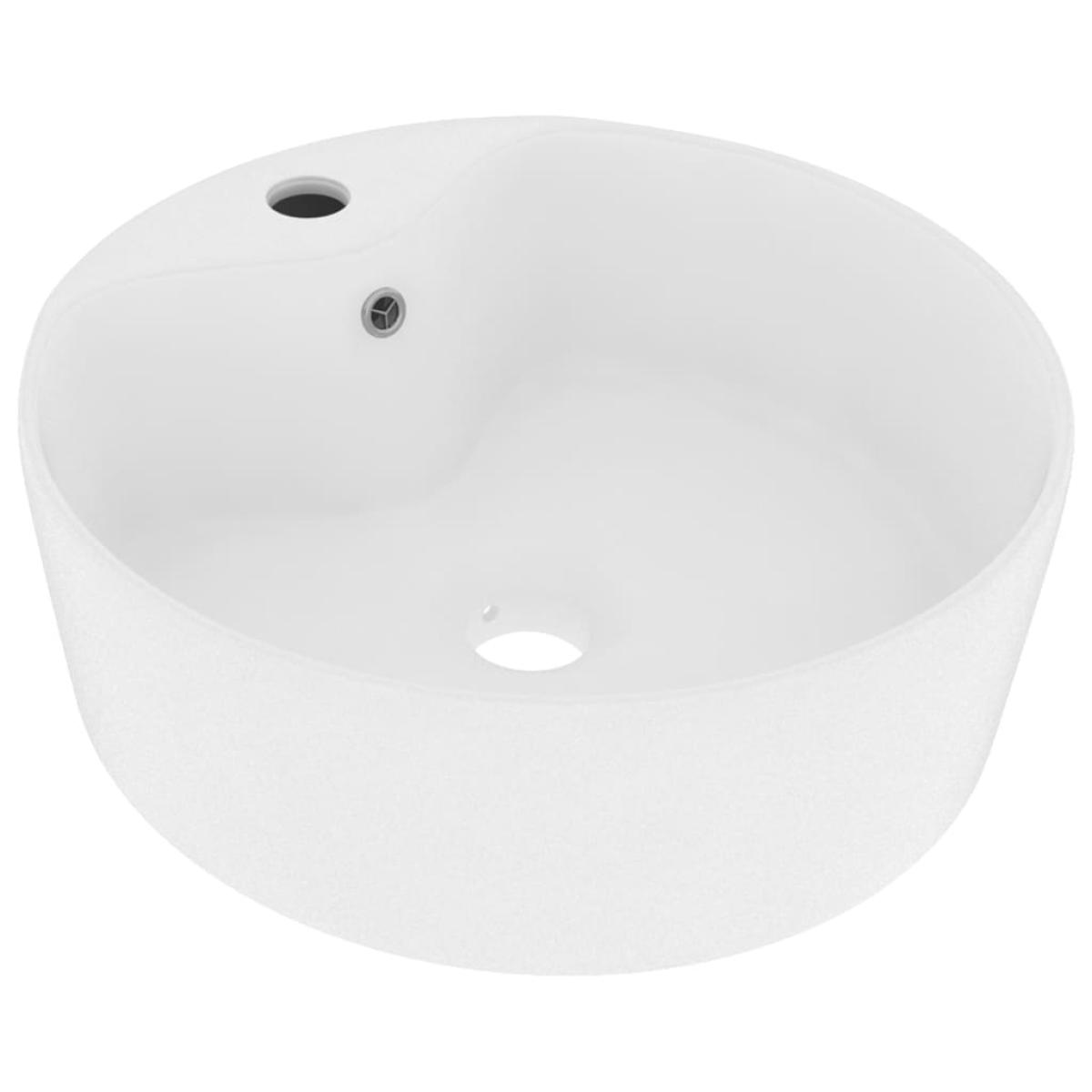 Lavabo lujo con rebosadero cerámica blanco mate 36x13 cm