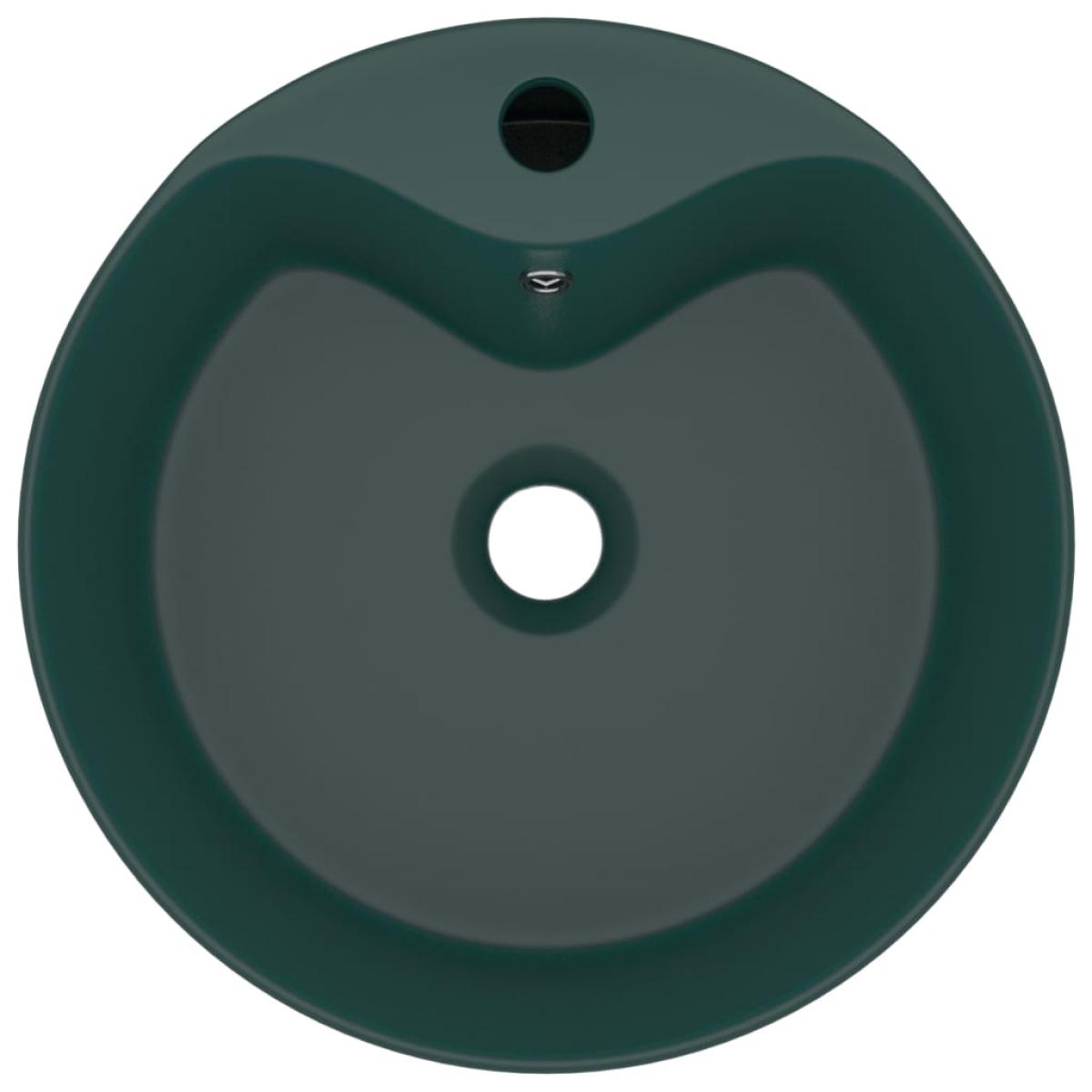 Lavabo lujo con rebosadero cerámica verde oscuro mate 36x13 cm
