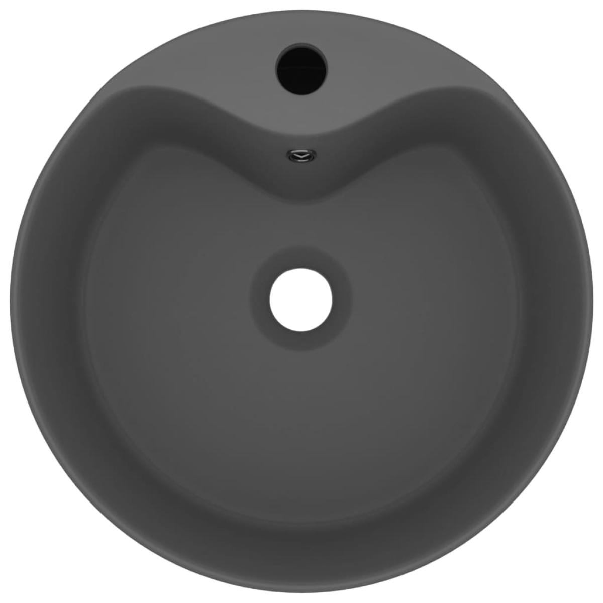 Lavabo lujoso con rebosadero cerámica gris oscuro mate 36x13 cm