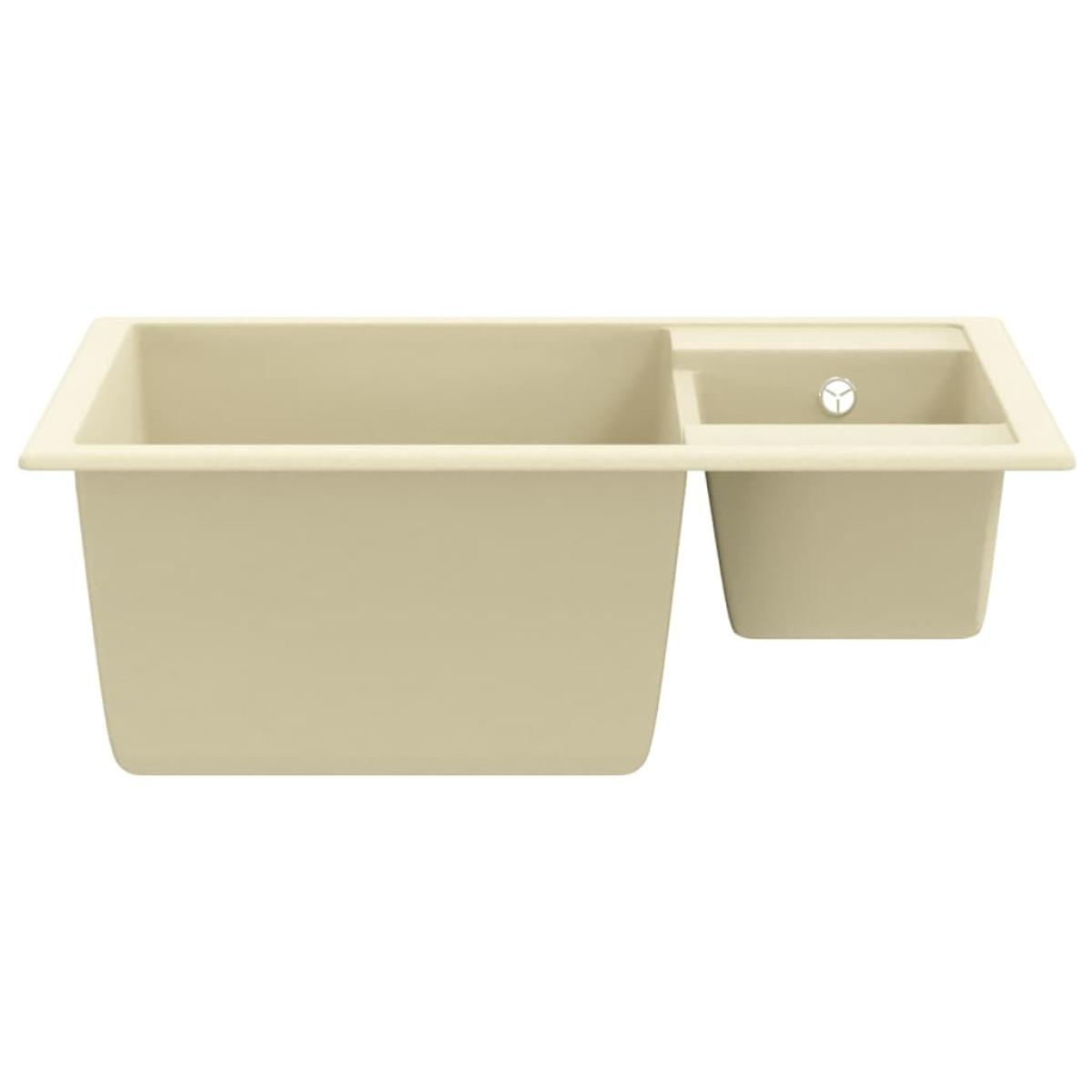 Fregadero de cocina doble seno con rebosadero granito beige