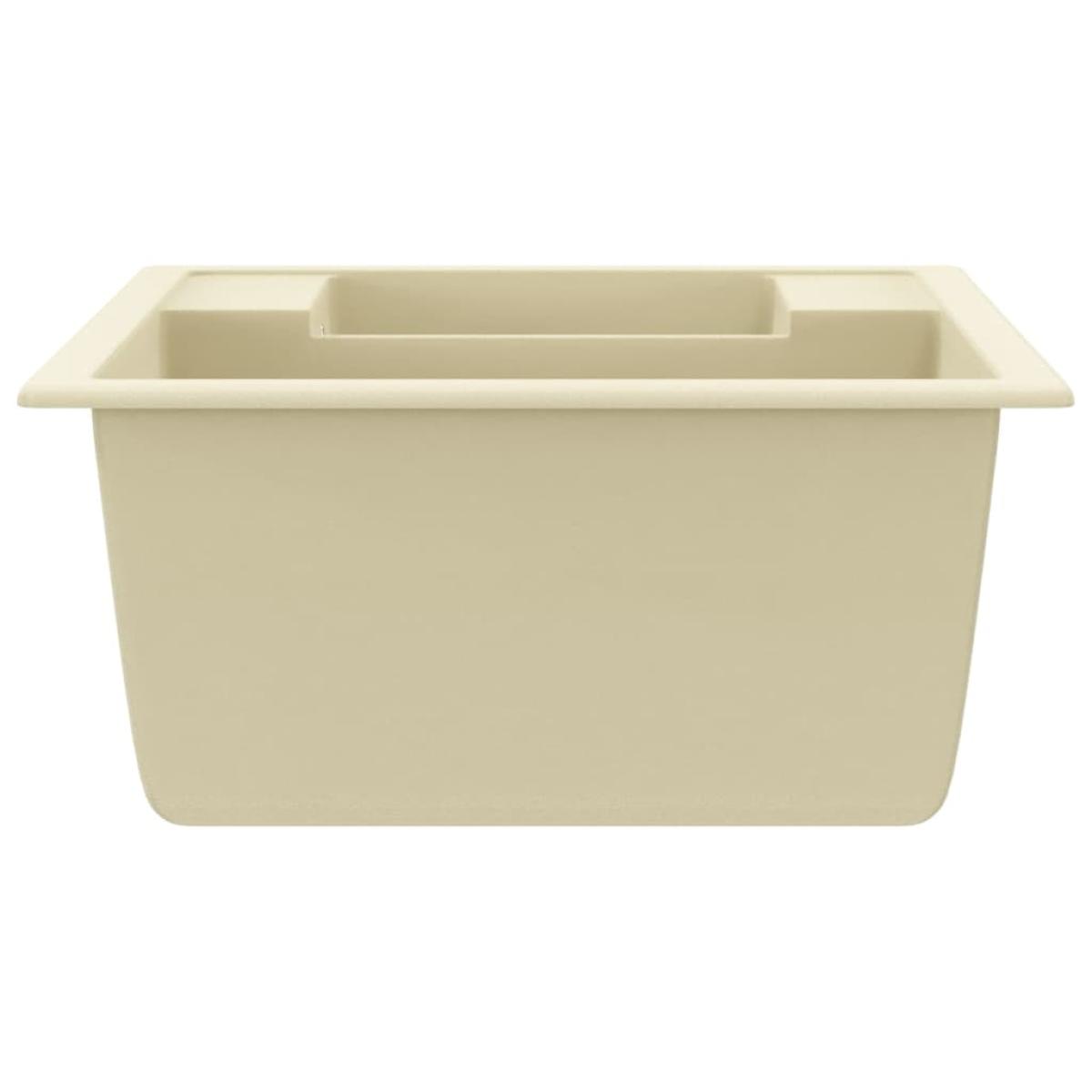 Fregadero de cocina doble seno con rebosadero granito beige