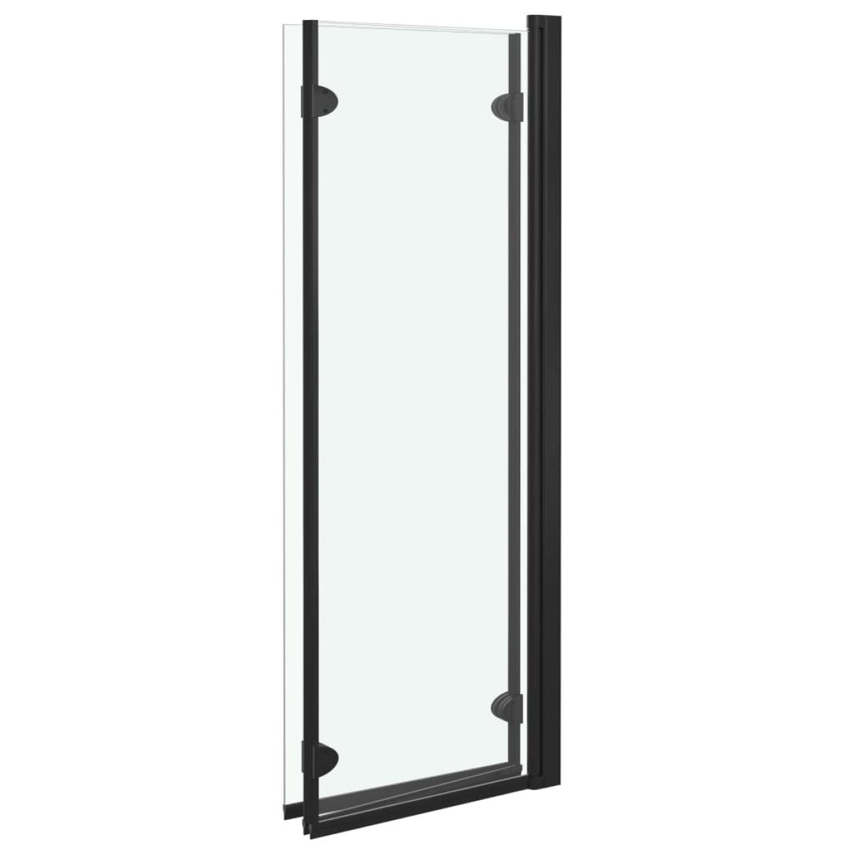 Mampara de ducha plegable 3 paneles ESG 130x138 cm negro