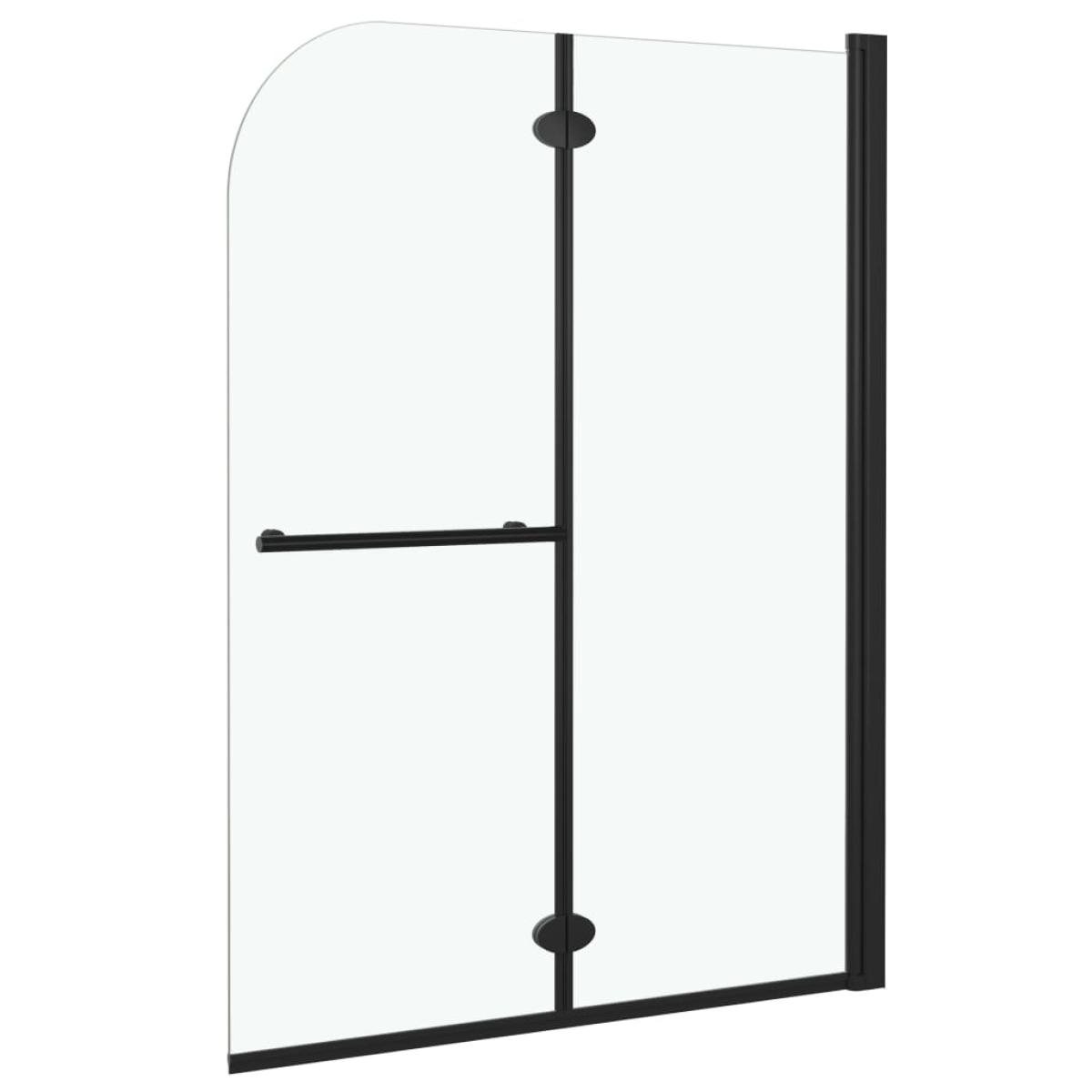 Mampara de ducha plegable 2 paneles ESG negro 95x140 cm