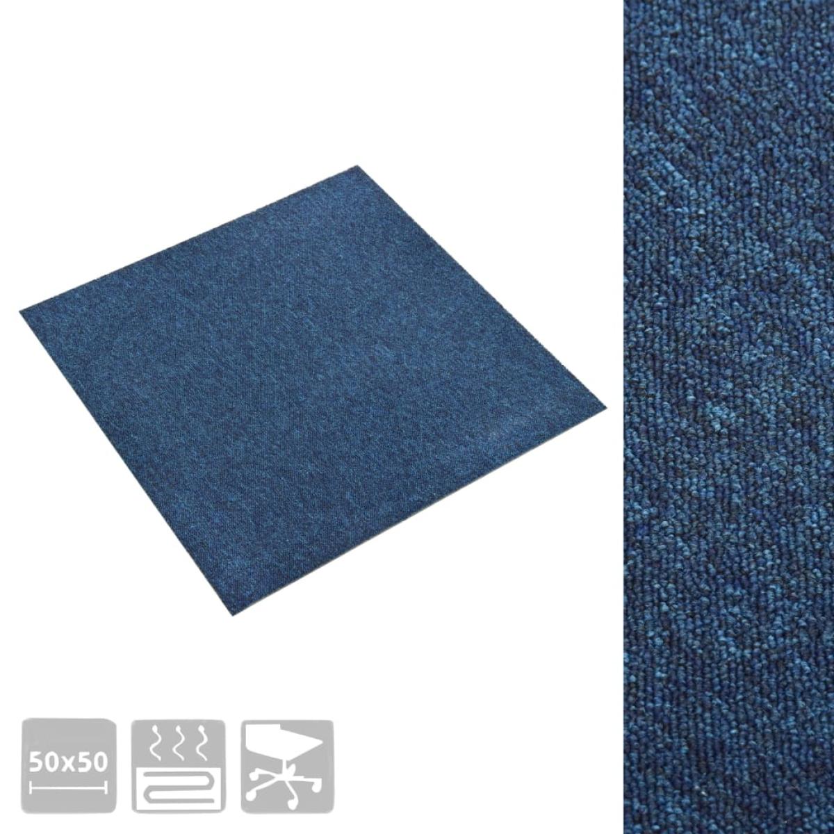 Baldosas de suelo de moqueta 20 uds 5 m² 50x50 cm azul oscuro