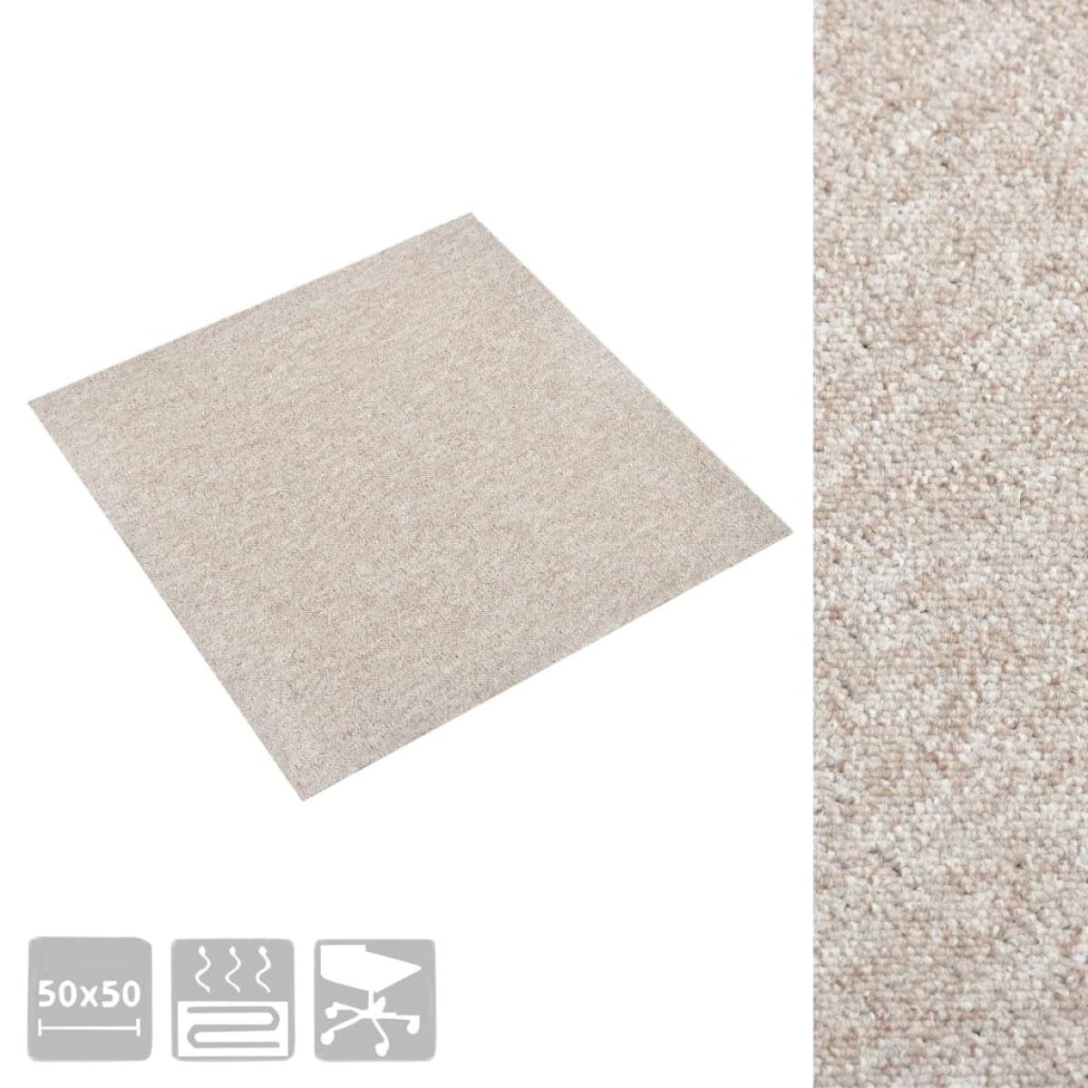 Baldosas de suelo de moqueta 20 uds 5 m² 50x50 cm beige claro