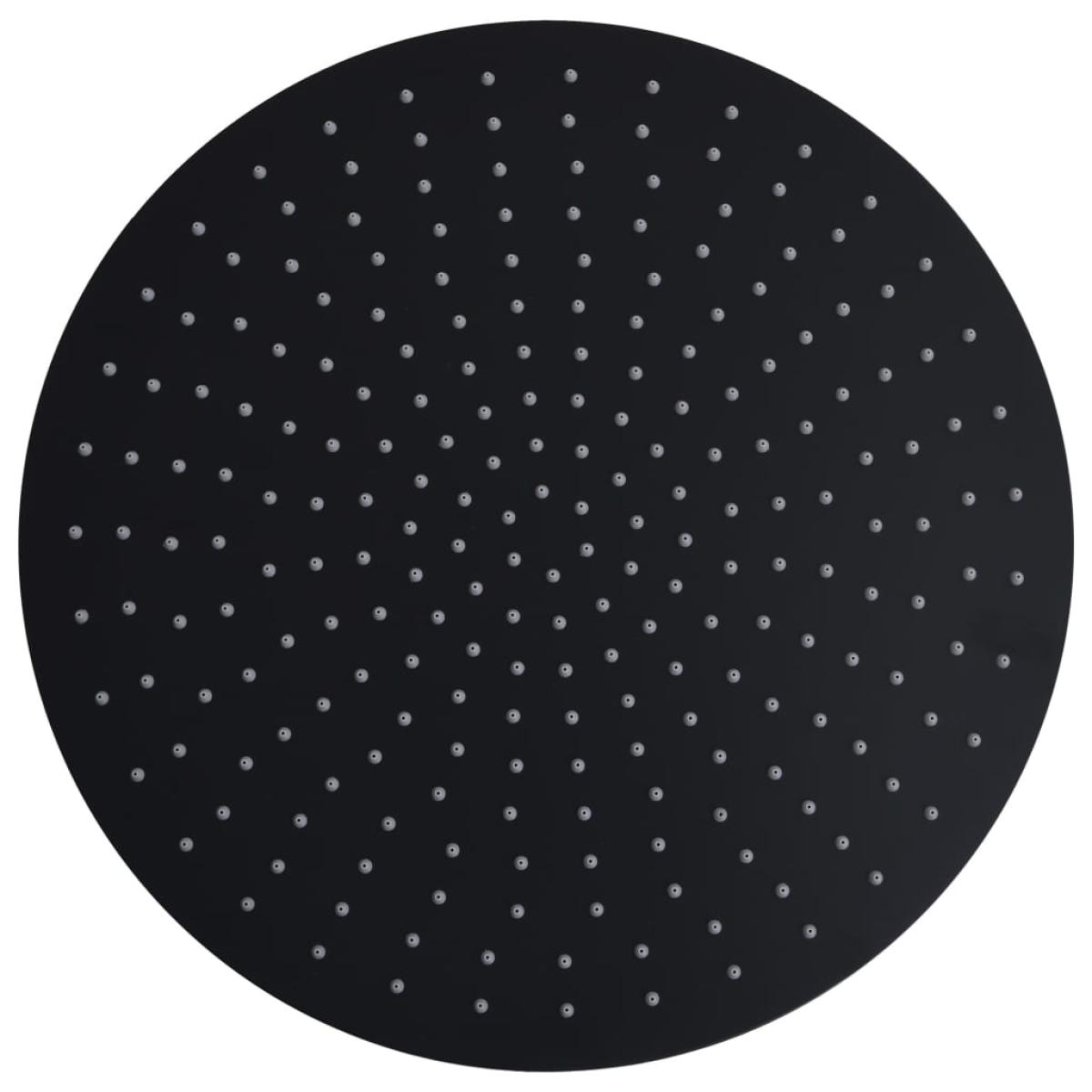 Cabezal de ducha efecto lluvia acero inox redondo negro 40 cm