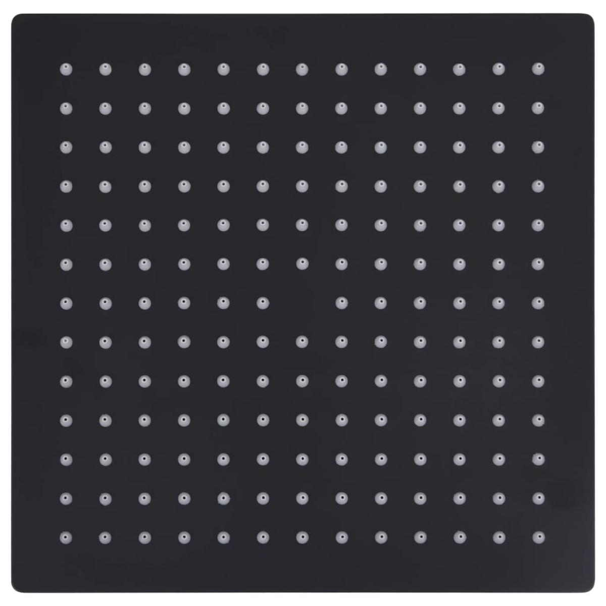 Cabezal ducha efecto lluvia acero inox cuadrado negro 30x30 cm
