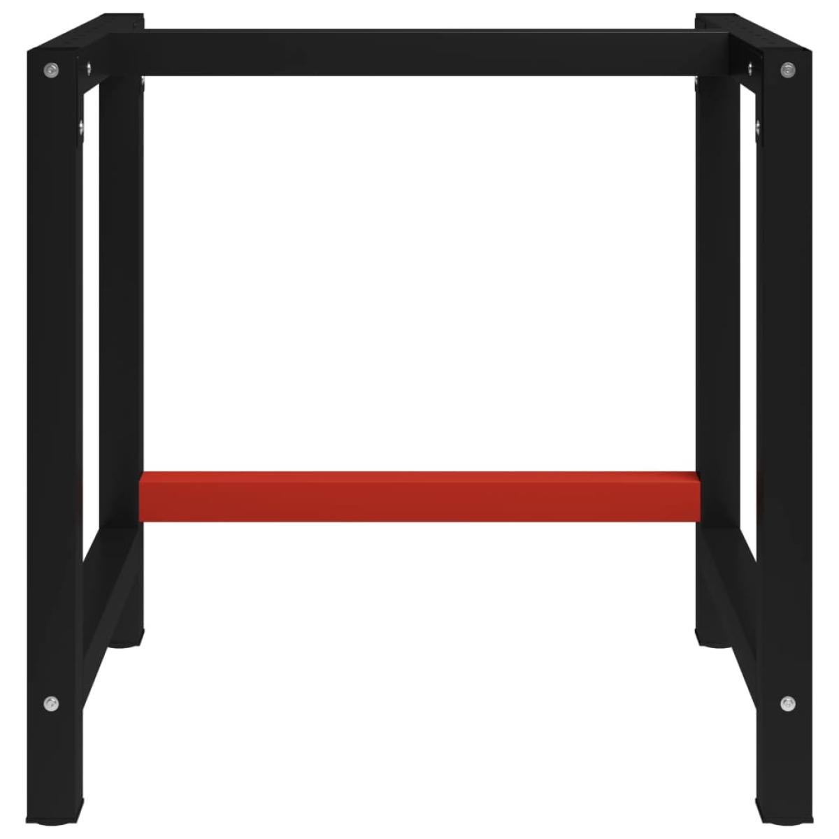 Estructura de banco de trabajo metal negro y rojo 150x57x79 cm
