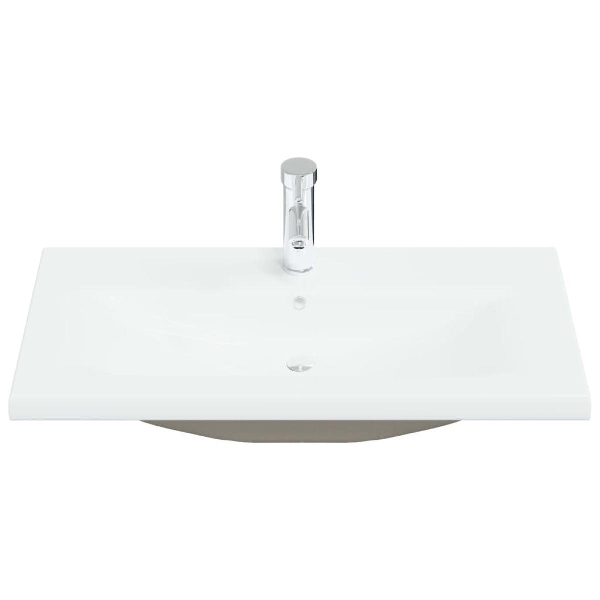Lavabo empotrado con grifo cerámica blanco 81x39x18 cm
