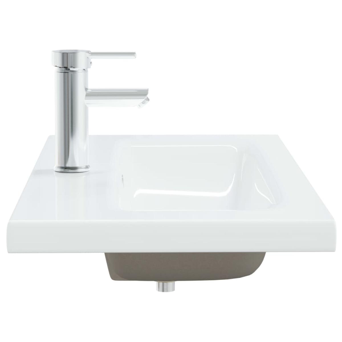 Lavabo empotrado con grifo cerámica blanco 81x39x18 cm