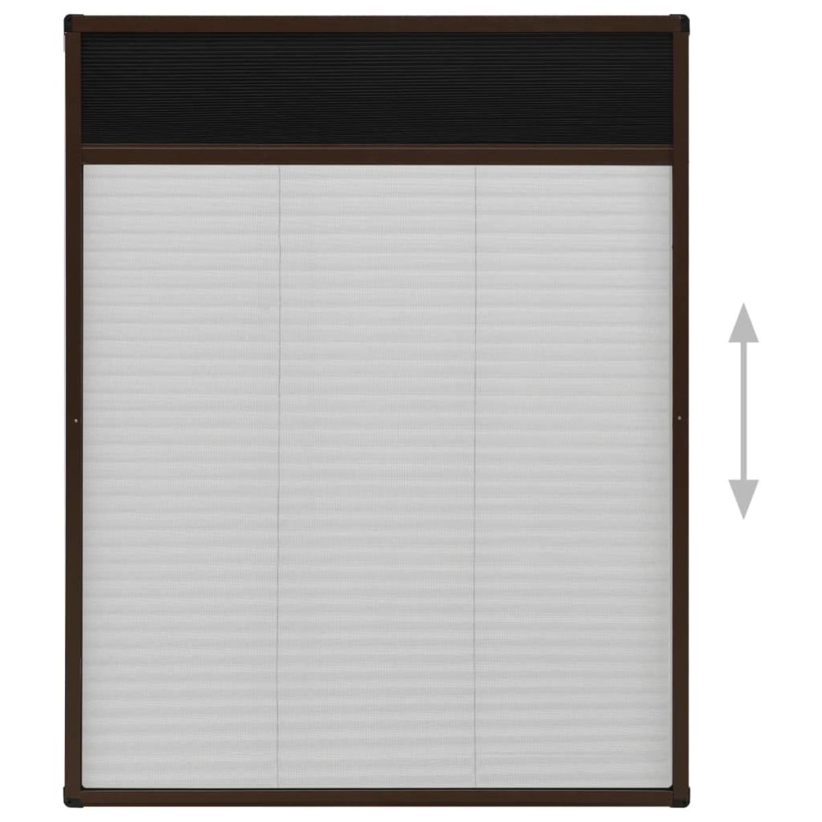 Mosquitera plisada para ventanas aluminio marrón 80x100 cm