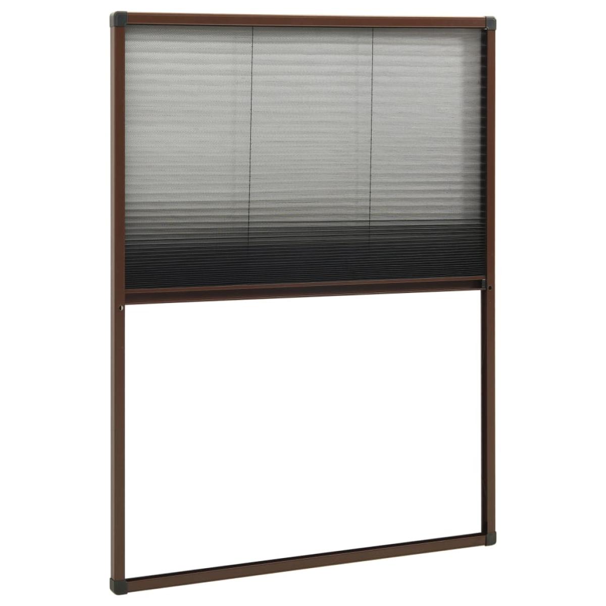 Mosquitera plisada para ventanas aluminio marrón 80x120 cm