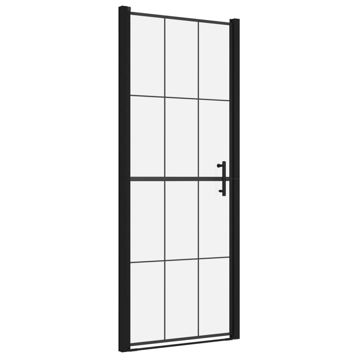Puerta de ducha de vidrio templado negro 91x195 cm