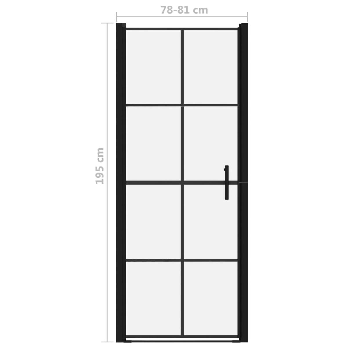 Puertas de ducha de vidrio templado negro 81x195 cm