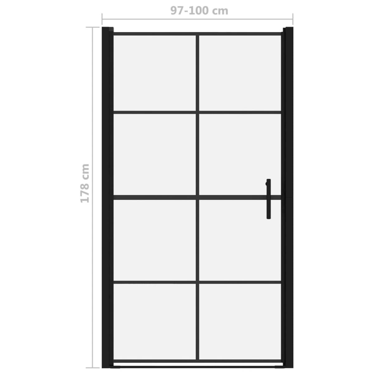 Puertas de ducha de vidrio templado negro 100x178 cm